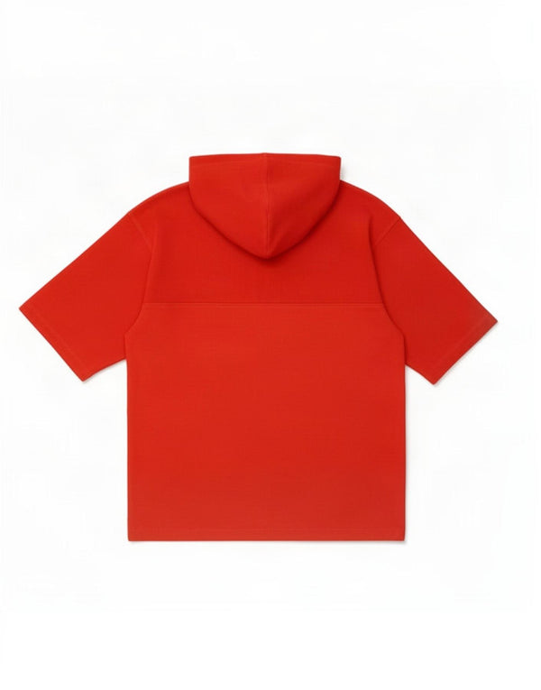 Puma Mens Hooded Zip Neck T-Shirt Top Large Red Cotton