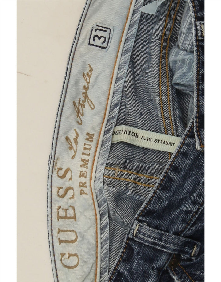 Jeans slim invecchiati da uomo Guess W31 L30 cotone blu