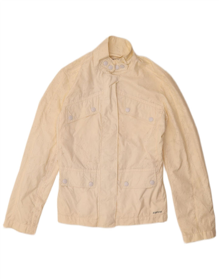 Giacca utilitaria vintage da donna UK 6 XS Nylon beige