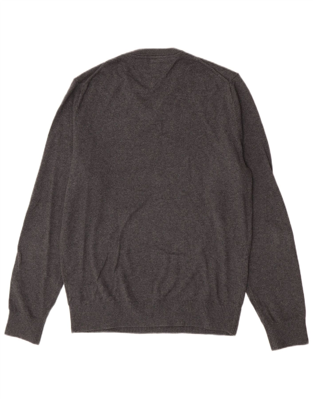 Maglione maglione con scollo a V da uomo Tommy Hilfiger piccolo cotone grigio