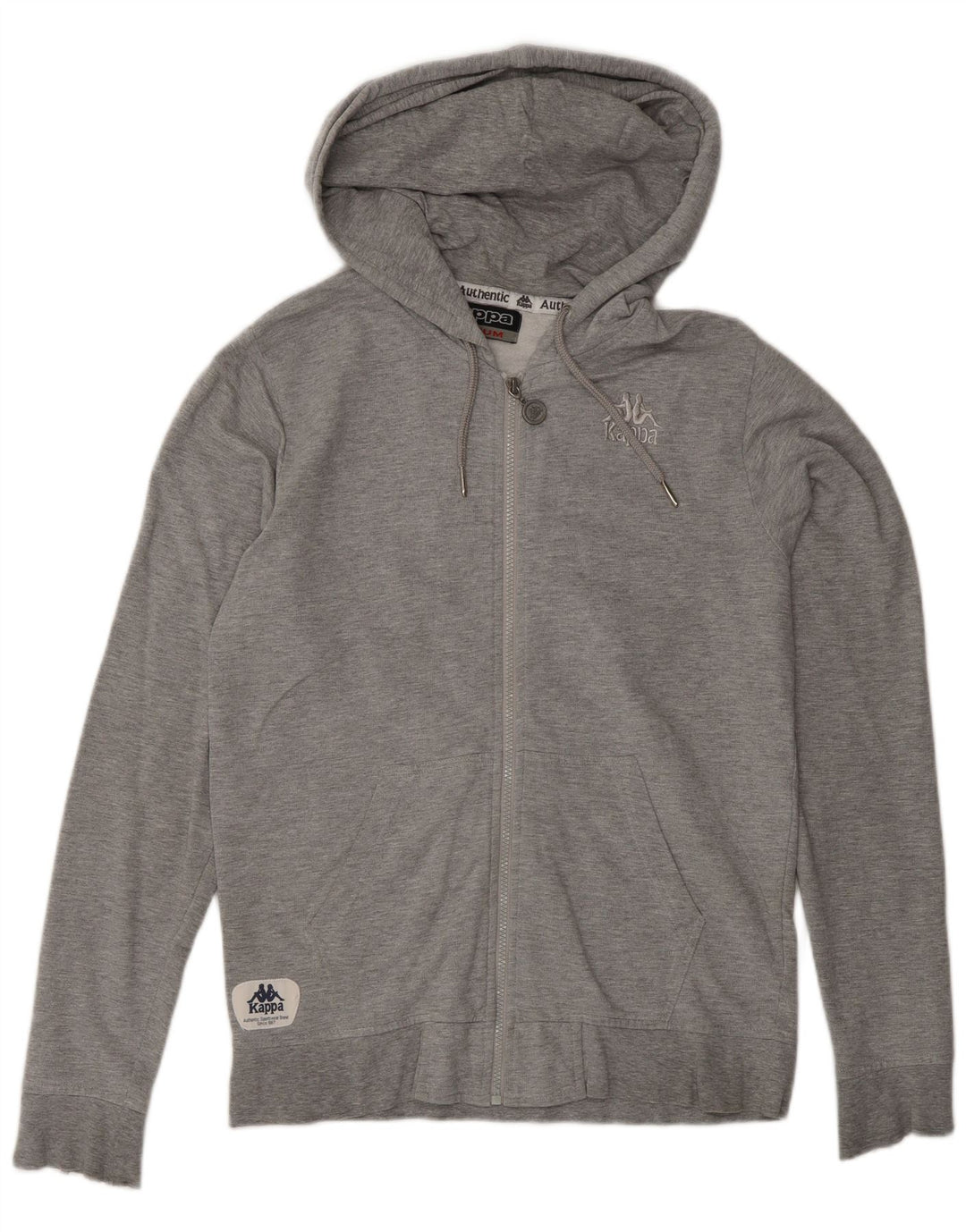 Maglione con cappuccio e zip da uomo Kappa in cotone grigio medio