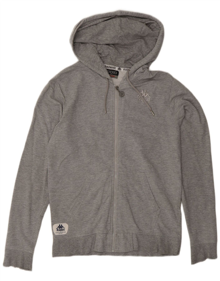 Maglione con cappuccio e zip da uomo Kappa in cotone grigio medio