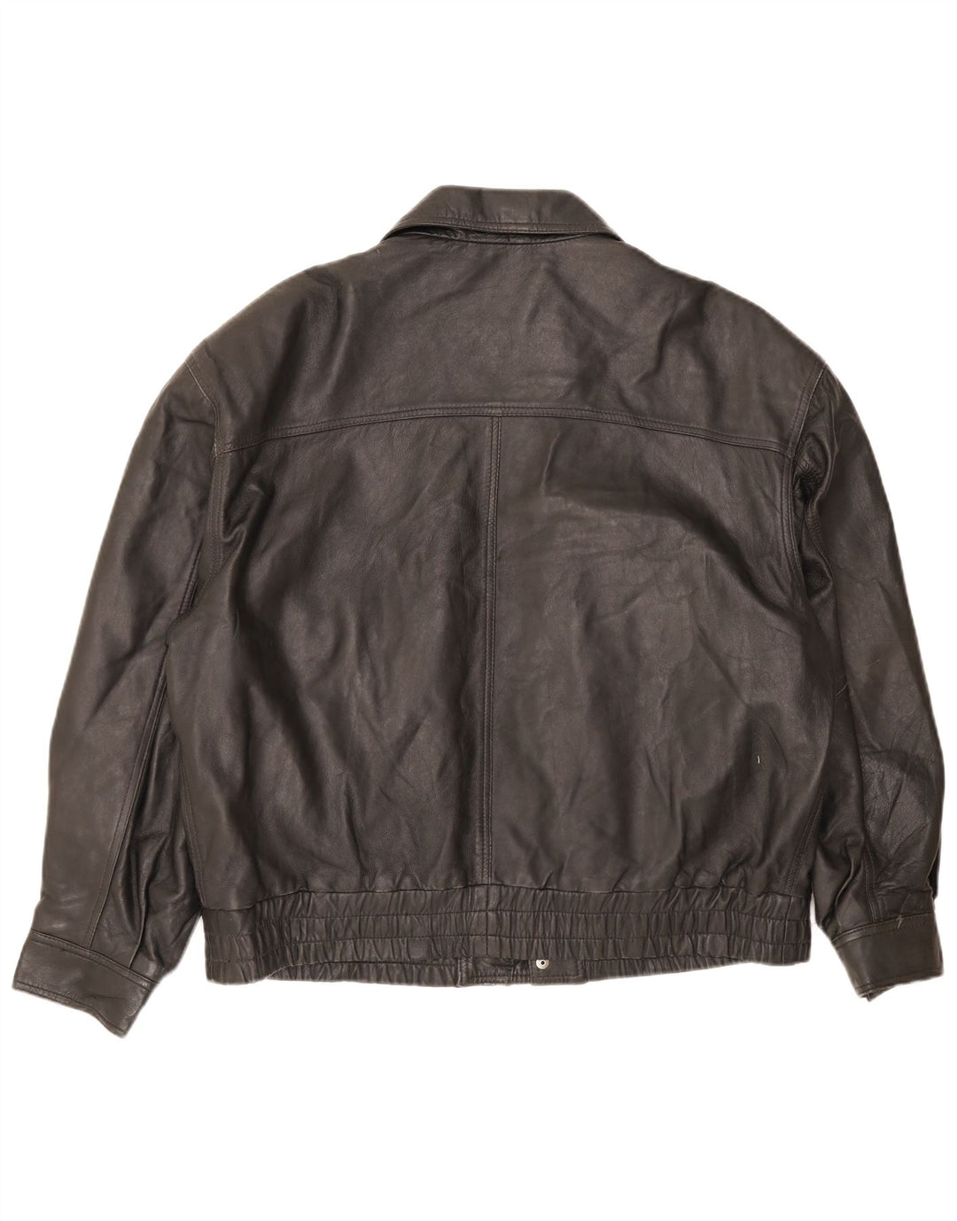 Giacca in pelle vintage da uomo IT 50 grande in pelle nera