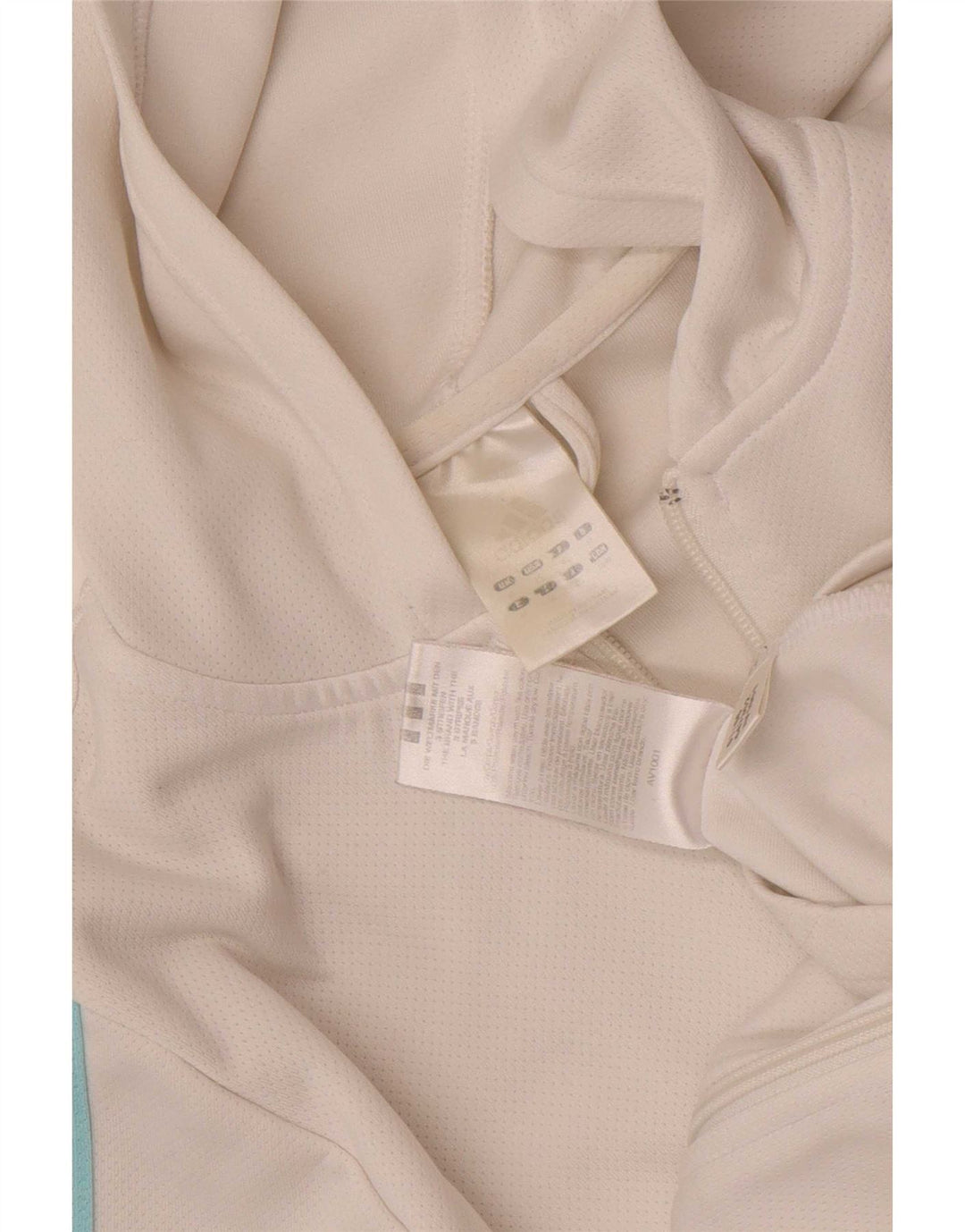 Maglione con cappuccio e zip da donna Adidas UK 12 poliestere bianco medio