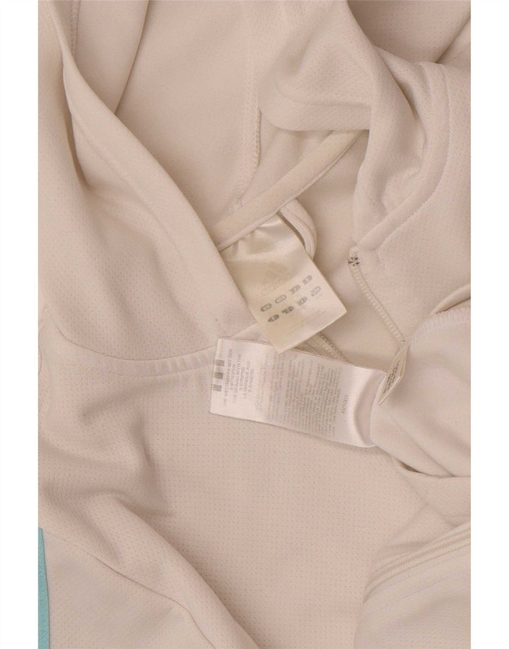 Maglione con cappuccio e zip da donna Adidas UK 12 poliestere bianco medio