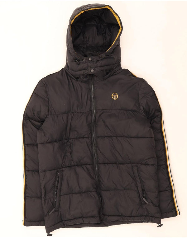 Giacca imbottita con cappuccio da uomo Sergio Tacchini UK 40 Large in nylon nero