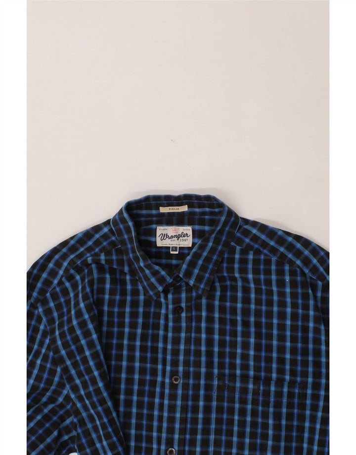 WRANGLER Mens Regular Fit Shirt Large Black Check Cotton Vintage Wrangler and Second-Hand Wrangler from Messina Hembry 