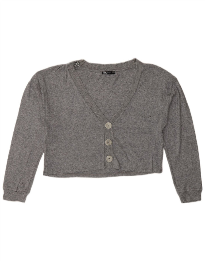 Maglione cardigan oversize corto da donna Zara UK 10 piccolo grigio