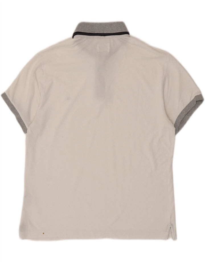 CHAMPION Mens Heritage Fit Polo Shirt Large White Cotton