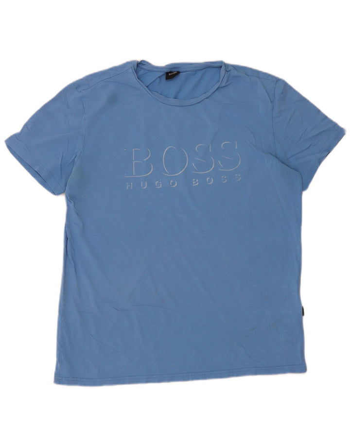 T-shirt grafica da uomo Hugo Boss Top grande in cotone blu