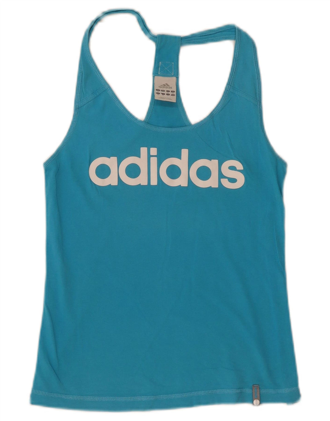 Canottiera grafica da donna Adidas UK 12 blu medio