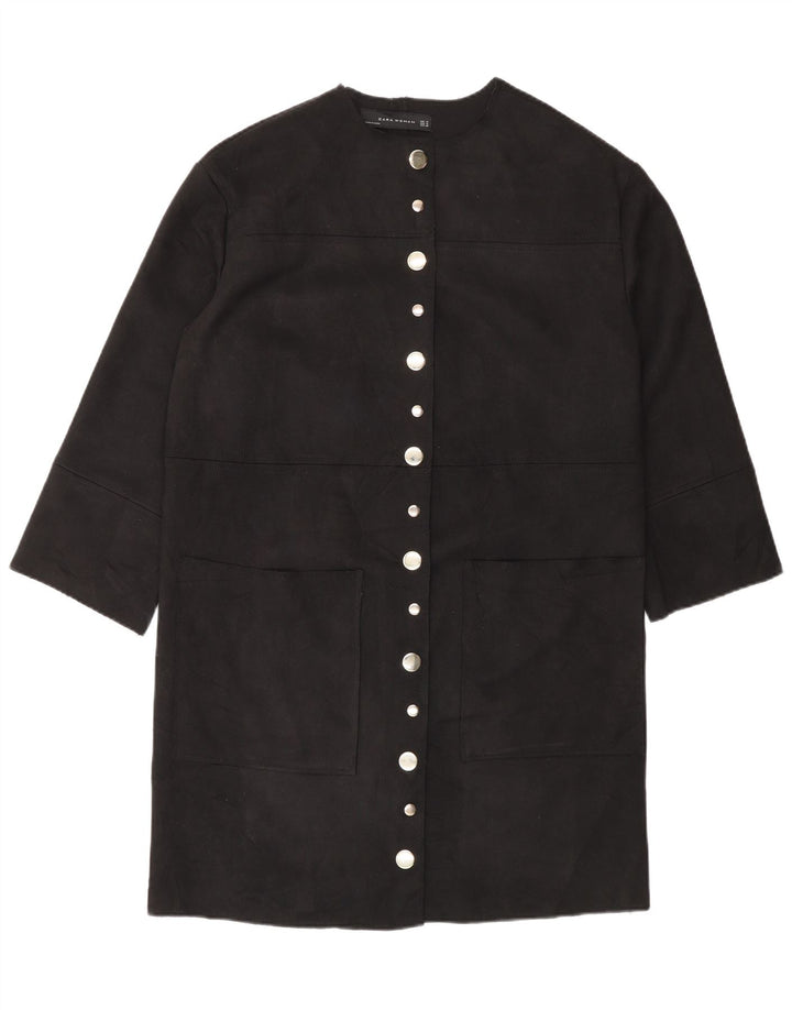 ZARA Womens Overcoat UK 14 Medium Black