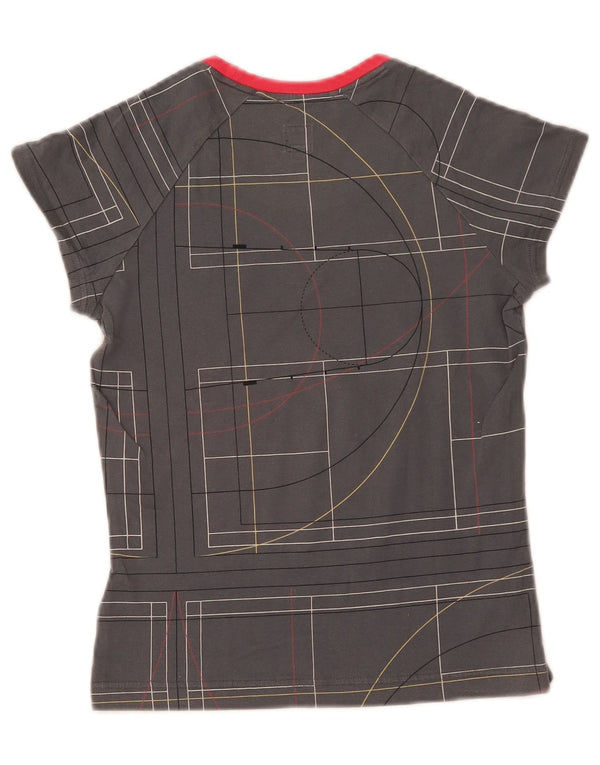 T-shirt grafica da donna Adidas Top UK 8 piccola in cotone geometrico grigio