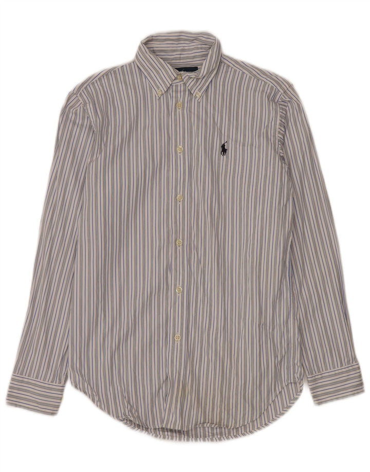 Camicia da uomo Ralph Lauren taglia 14 piccola in cotone a righe bianche