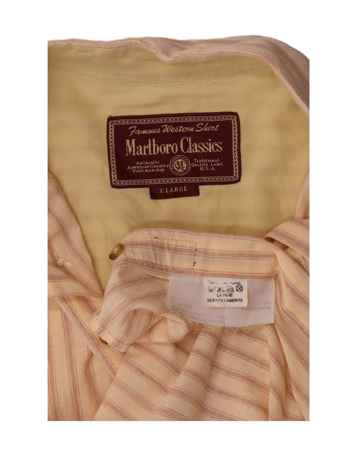 Camicia da uomo Marlboro Classics XL in cotone a righe beige