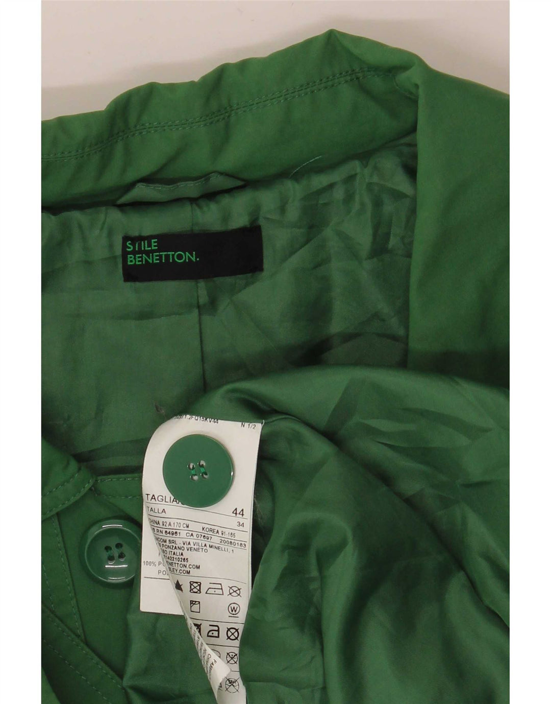 Trench Donna Benetton IT 44 Cotone Verde Medio