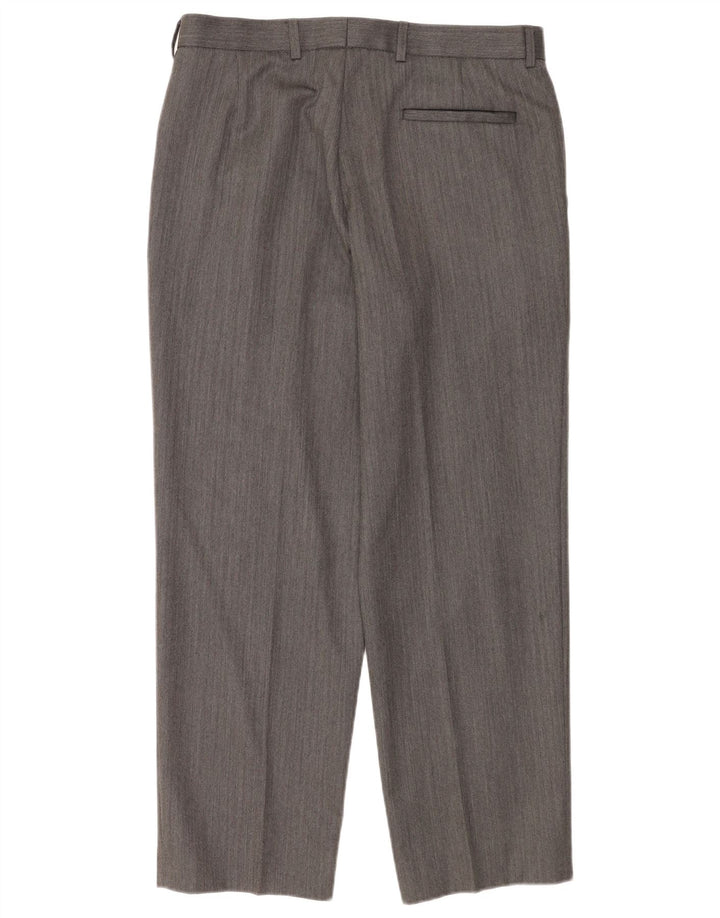 Pantaloni da abito dritti da uomo Marks & Spencer W34 L29 Lana grigia