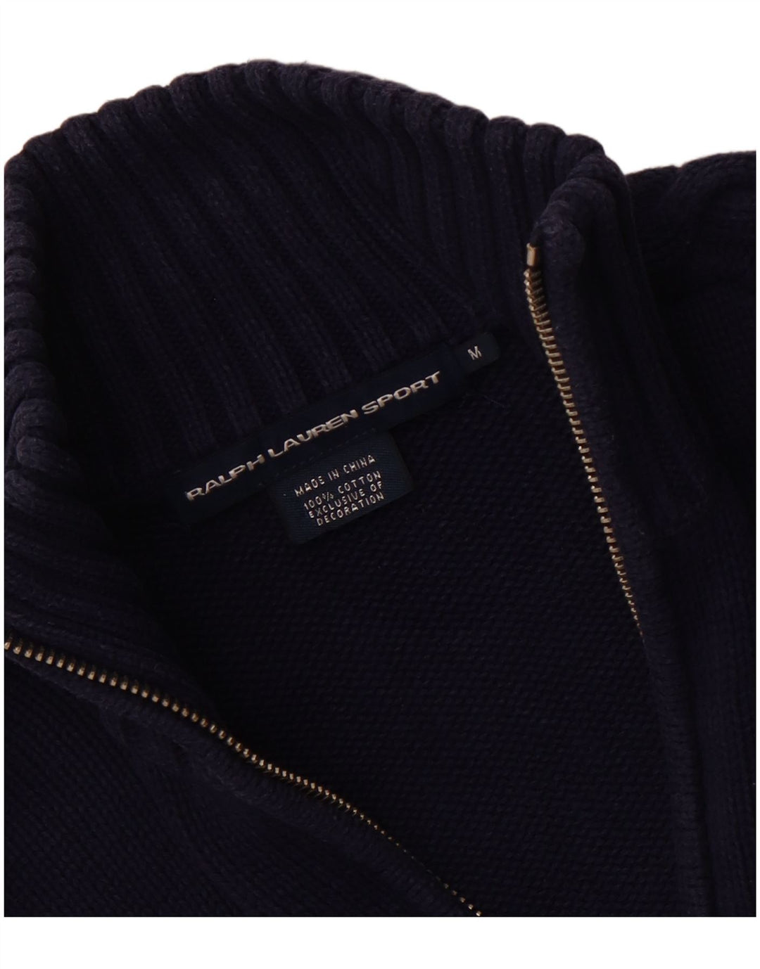 RALPH LAUREN Maglione cardigan da donna UK 12 Medio cotone blu navy