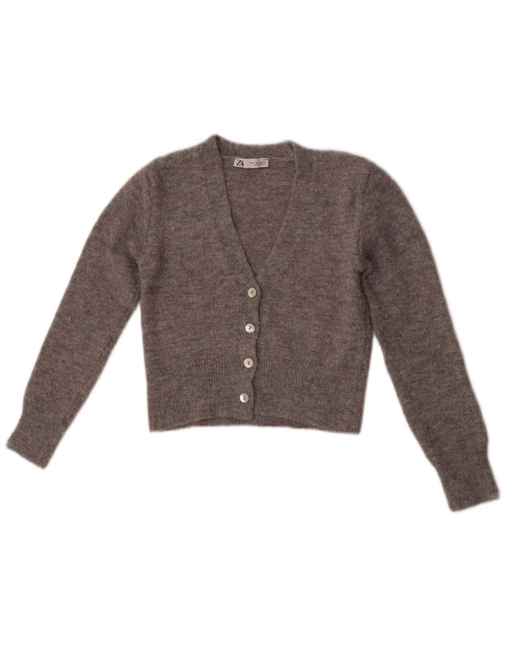 Maglione cardigan corto da donna Zara UK 8 piccolo grigio
