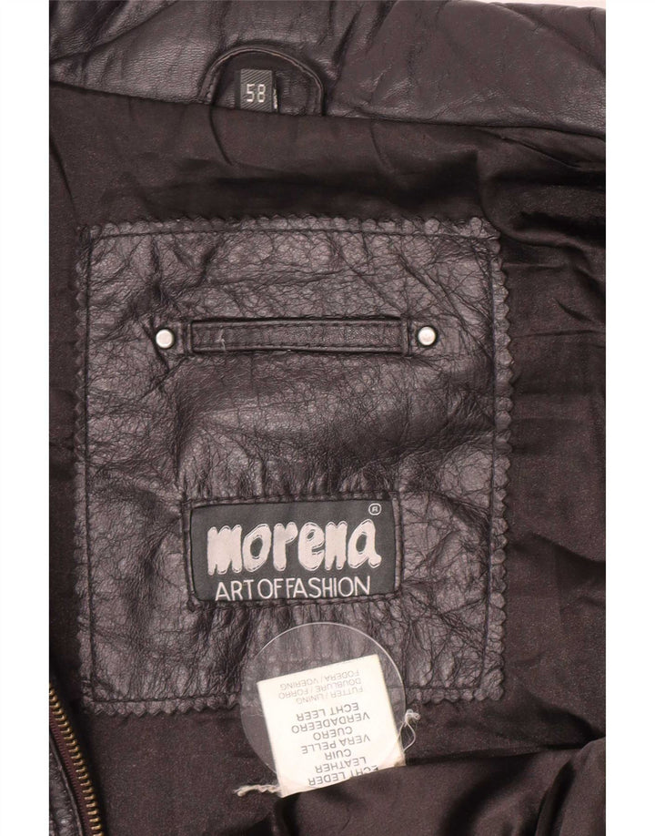Giacca in pelle da uomo Morena UK 44 2XL Biker blu navy