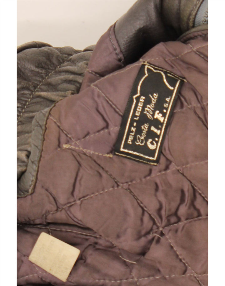 Giacca in pelle vintage da uomo UK 36 piccola in pelle marrone