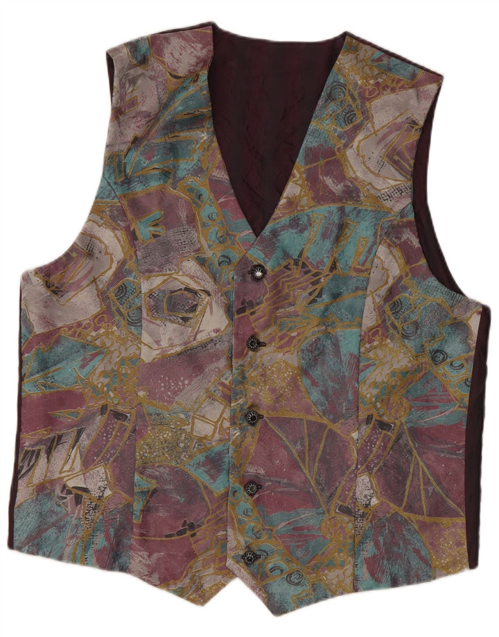Gilet vintage da uomo con motivo astratto medio multicolore