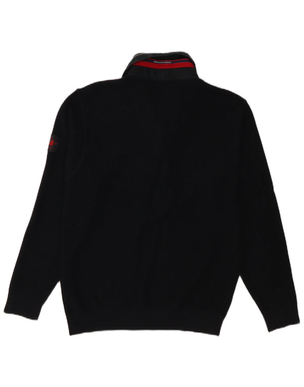 Green Coast Mens Zip Neck Jumper Sweater IT 48 Medium Navy Blue Merino Wool