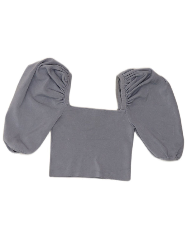 Top corto da donna con spalle scoperte Zara UK 8 piccolo in viscosa blu