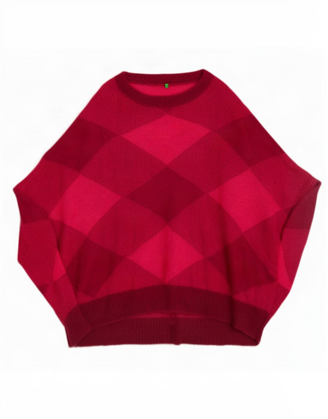 Maglione poncho oversize da donna Benetton, taglia unica, rosa a rombi/diamante