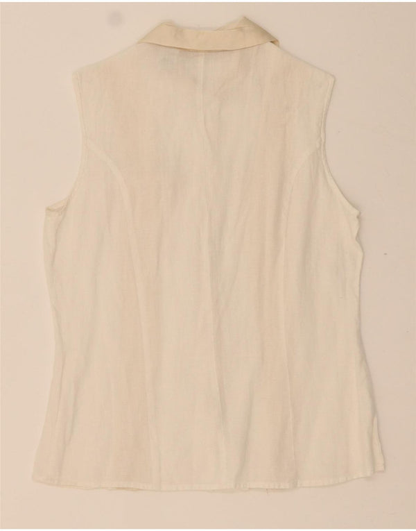 BANANA REPUBLIC Womens Sleeveless Shirt Blouse UK 12 Medium Beige Striped