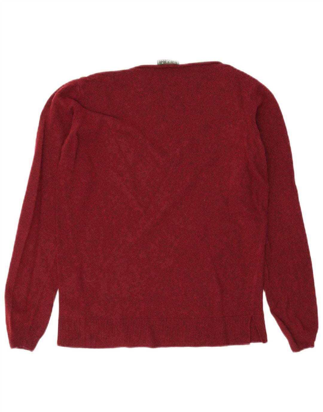 Maglione da donna con scollo a V Fred Perry UK 10 piccolo in lana bordeaux
