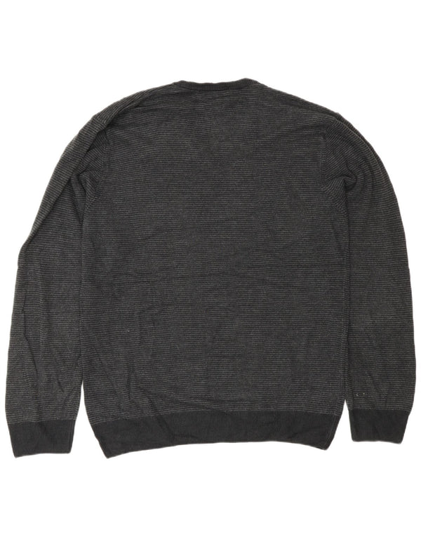 Maglione da uomo Marks & Spencer con scollo a V, classico a righe grigie grandi