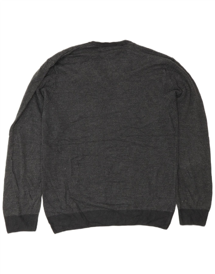Maglione da uomo Marks & Spencer con scollo a V, classico a righe grigie grandi