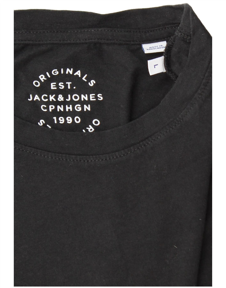 T-shirt da uomo Jack & Jones Top Large nera a blocchi di colore