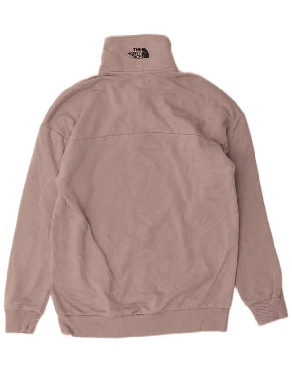 Felpa da donna con collo con zip The North Face, maglione UK 10, piccolo cotone grigio