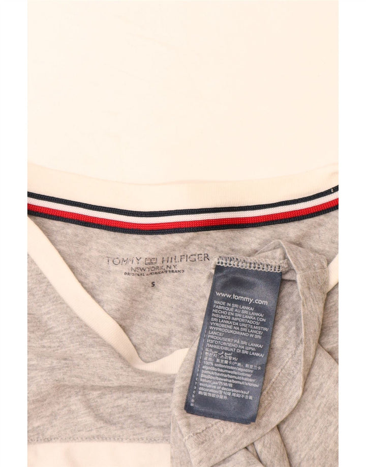 TOMMY HILFIGER T-shirt grafica da uomo Top Small in cotone color block grigio
