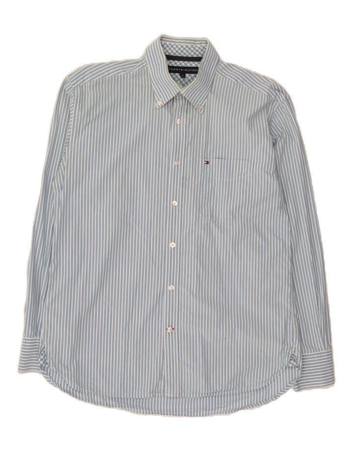 TOMMY HILFIGER Mens Shirt Medium Blue Pinstripe Cotton Vintage Tommy Hilfiger and Second-Hand Tommy Hilfiger from Messina Hembry 