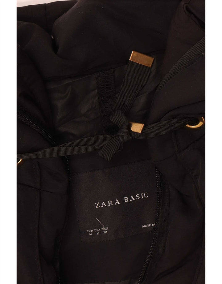 Giacca imbottita con cappuccio da donna Zara UK 14 poliestere nero medio