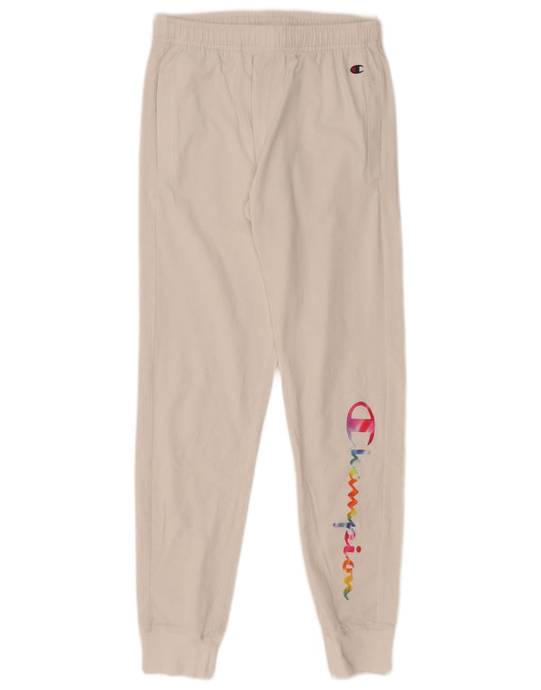 Pantaloni da tuta con grafica da donna Champion Joggers UK 6 XS Cotone bianco
