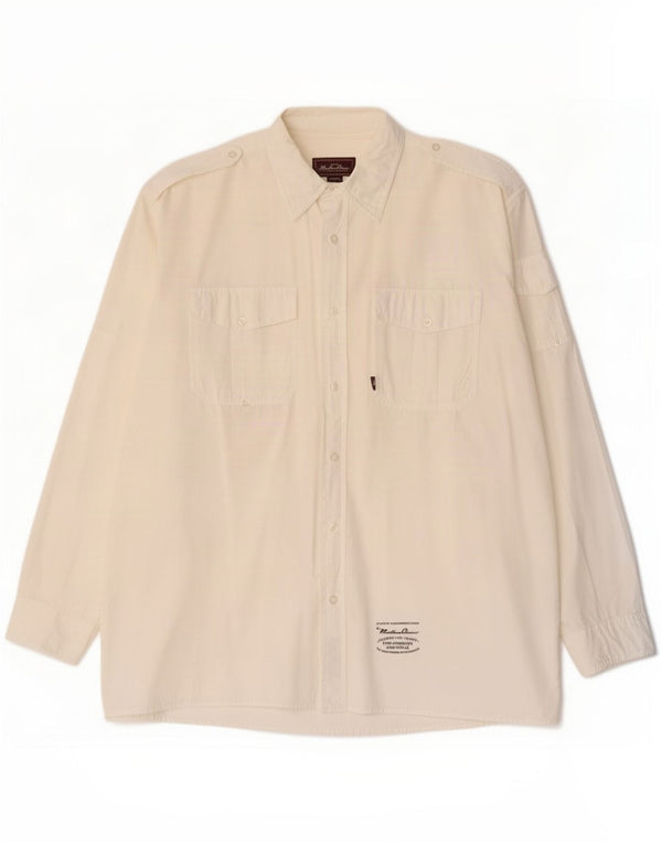 Camicia militare da uomo Marlboro Classics XL in cotone bianco