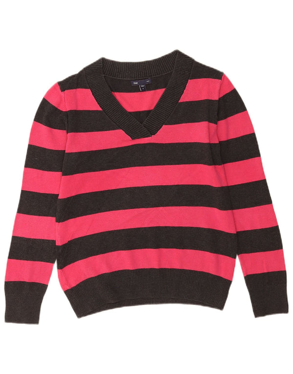 Maglione da donna con scollo a V Gap UK 12 Cotone a righe rosa medio