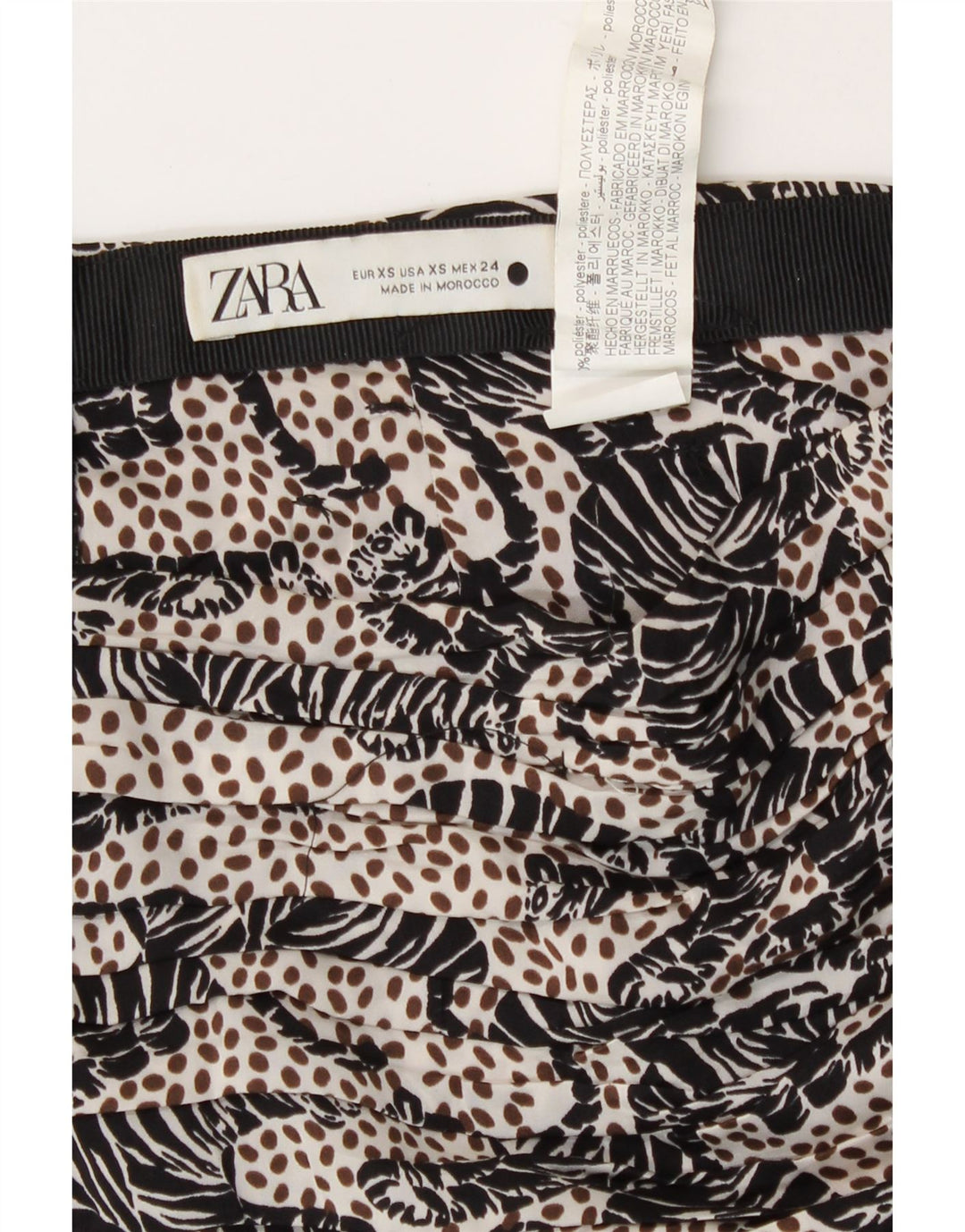 Minigonna da donna Zara XS W24 Poliestere con stampa animalier nera