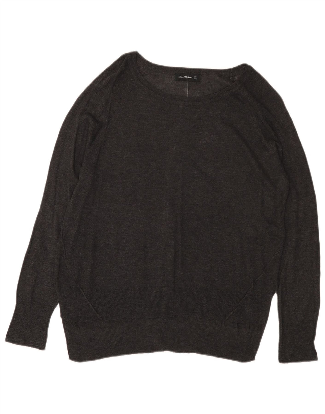 Maglione ZARA da donna con scollo a barca UK 14 Viscosa grigio medio