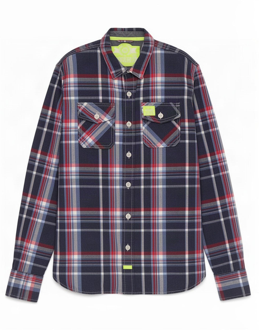 Camicia da uomo Superdry XL in cotone a quadri blu navy