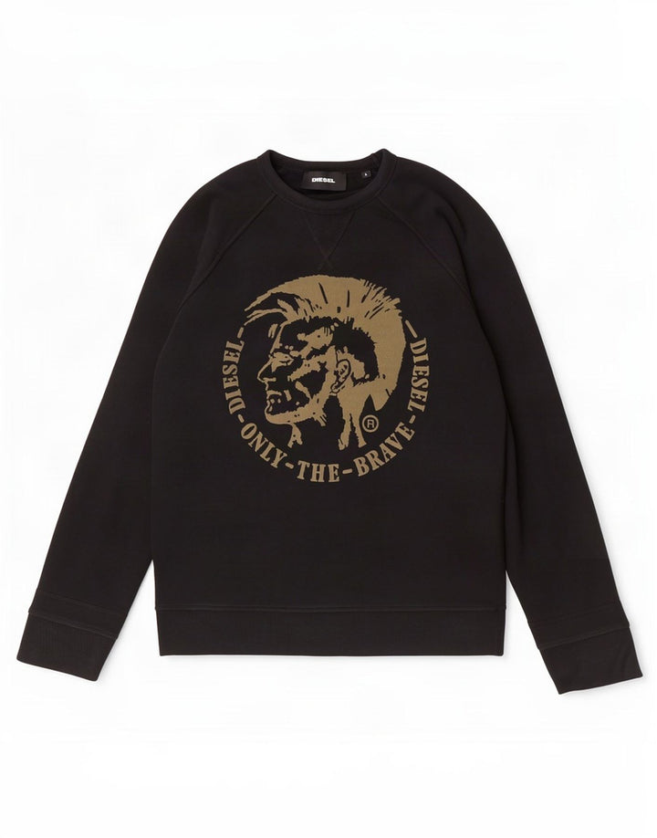Diesel Felpa grafica da uomo Maglione grande cotone nero