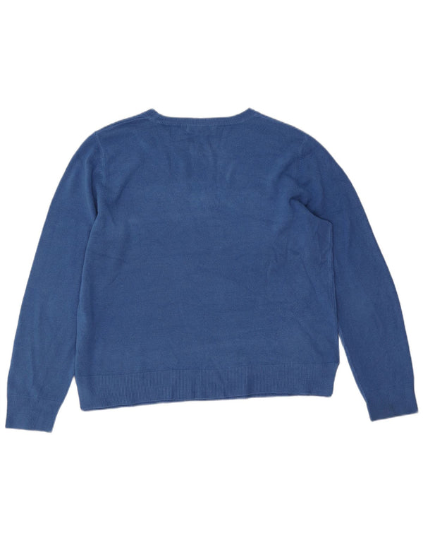 Maglione maglione con scollo a barca da donna Marks & Spencer UK 18 XL acrilico blu