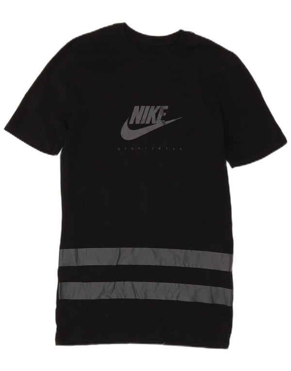 Abito t-shirt grafica Nike da donna con taglio atletico UK 6 XS cotone nero