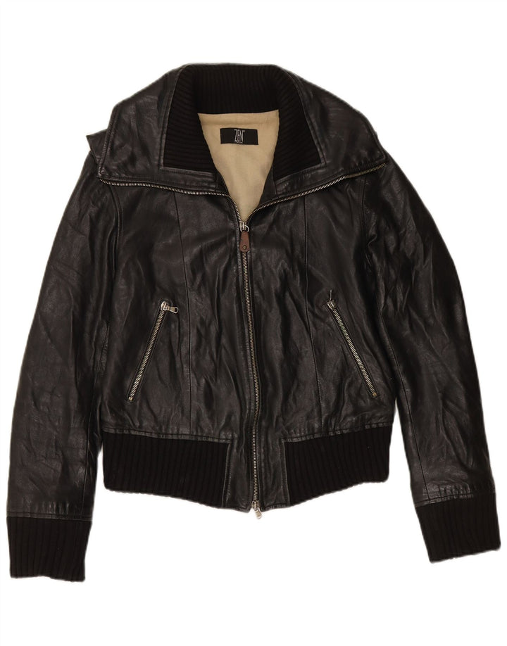 Giacca in Pelle Donna ZEN IT 46 Large Nera in Pelle