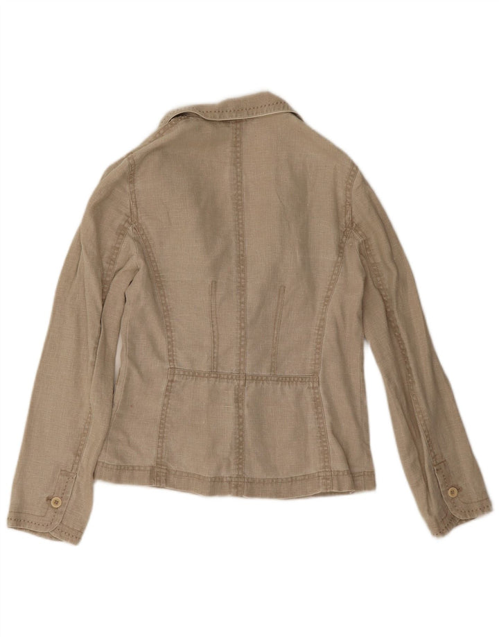 Giacca blazer a 2 bottoni da donna Monsoon UK 10 piccola in lino beige
