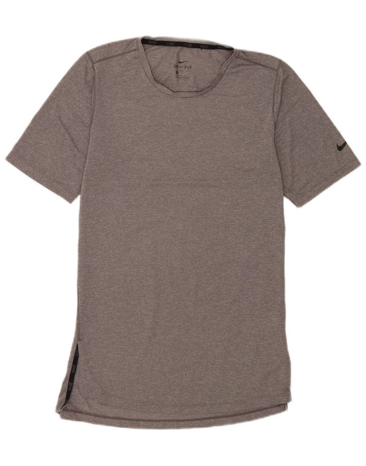 T-shirt Nike Dri Fit da uomo, top in poliestere grigio medio